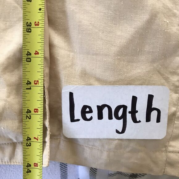 Vintage 1980s Butter Yellow Neutral Linen Dolman Sleeve Chic Midi Shirt Dress L - Picture 8 of 10